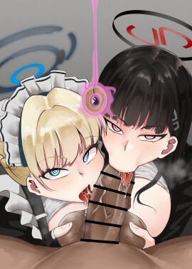 1boy 2girls :>= altered_common_sense balls bar_censor black_gloves black_hair black_penis blue_archive blue_eyes breasts censored change_in_common_sense cleaning_&_clearing_(blue_archive) clothed_rape coin coin_on_string commentary_request common_sense_change dark-skinned_male dark_skin disinterested emotionless emotionless_female emotionless_sex fellatio female ffm_threesome fingerless_gloves gloves hair_ornament hairclip halo highres hypnosis indifference light-skinned_female light_skin long_hair looking_at_viewer maid_headdress male male_pov millennium_science_school_student mind_control molestation multiple_females multiple_girls oral penis pleated_skirt pov red_eyes ringed_eyes rio_(blue_archive) saradaji0613 seminar_(blue_archive) skirt straight testicles text threesome toki_(blue_archive) tongue tongue_out unamused unamused_sex unaware unaware_hypnosis uncaring unenthusiastic unenthusiastic_sex