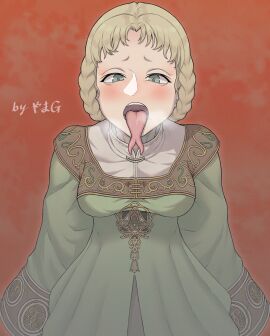 ambiguous_pov blonde_hair braided_hair breasts cumshot cumshot_in_mouth elden_ring female fromsoftware pov rya_(elden_ring) yamagah