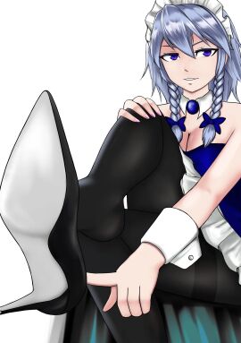 1girls female high_heels maid originxyz pantyhose sakuya_izayoi silver_hair tagme touhou white_hair