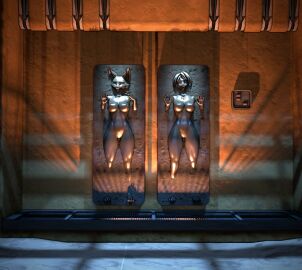 3d alternate_version_available anthro bound breasts carbonite encasement female frozen furry krystal miyu_lynx nintendo nipples nude petrification sfmcarbonfreezer solo source_filmmaker star_fox star_wars