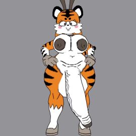 1futa 2-ban_(artist) 3d 3d_model big_ass big_balls big_breasts big_penis furry futanari gloves hands_on_hips looking_at_viewer naked naked_futa no_sound oc orange_fur swinging_breasts swinging_penis tagme taiga_(2-ban) tiger video
