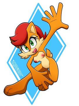 absurd_res anthro archie_comics breasts buster_shiru female genitals green_eyes hair happy hi_res humanoid nipples nude nude_female red_hair sega simple_background solo sonia_acorn sonic_the_hedgehog_(archie) sonic_the_hedgehog_(comics) sonic_the_hedgehog_(series) vulva