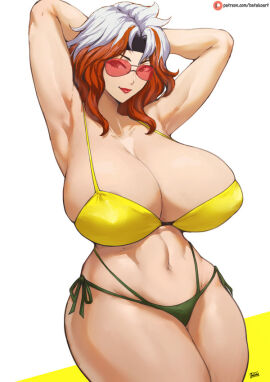 1girls batako breasts female huge_breasts light-skinned_female light_skin looking_at_viewer marvel marvel_comics mutant_(marvel) rogue_(x-men) smile voluptuous x-men