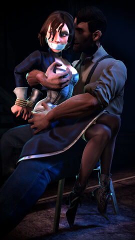 1boy 1girls 3d atlas_(bioshock) bioshock bioshock_infinite breasts busty elizabeth_comstock female hourglass_figure male sitting tagme torurnech wide_hips