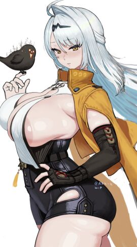 areola_slip areolae ass big_ass bird breasts female looking_at_viewer pulling_clothing sideboob tagme tagme_(artist) wip yixuan_(zenless_zone_zero) yunkui_summit zenless_zone_zero