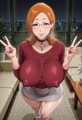 1girls ai_generated bleach huge_breasts inoue_orihime iwao178_(ai_style) mature_female