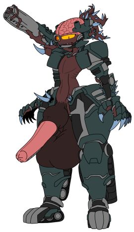 alphaismo animal_genitalia animal_penis brain cybernetics cyborg entrail_blazer_mkii equine_genitalia equine_penis exposed_brain genitals hi_res humanoid hybrid_genitalia hybrid_penis iron_meat knot knotted_equine_penis knotted_penis machine male monster monstrous_humanoid organs penis solo spikes spikes_(anatomy) tagme