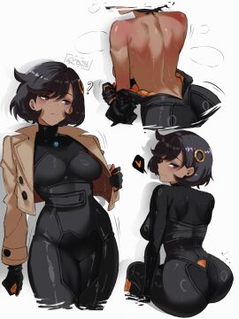 1girls 2025 absurd_res absurdres ass big_ass black_hair breasts clothed clothed_female clothing dark-skinned_female dark_skin emma_(pokemon) emma_(pokemon_legends:_z-a) female female_only gloves gybeth hair_ornament high_resolution highres looking_at_viewer medium_hair nintendo pokemon pokemon_legends:_z-a purple_eyes simple_background sitting solo_female spoken_heart standing thick_thighs tight_clothes tight_clothing white_background wide_hips