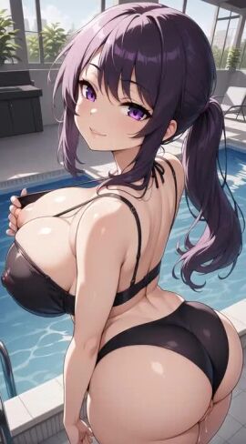 1girls ai_generated ai_generated_background amira_zunes anime anime_girl anime_style ass big_ass big_booty big_breasts big_butt big_titties bikini bikini_bottom bikini_top bikini_top_removed bra_pull bra_pulled_up breasts civitai dripping_pussy female flashing flashing_bra flashing_breasts flashing_nipple from_behind from_behind_position original_character ponytail pool purple_eyes purple_hair pussy seductive seductive_eyes seductive_look seductive_smile tagme talkie-ai thick_thighs thighs thinfal titties vagina video wet_pussy