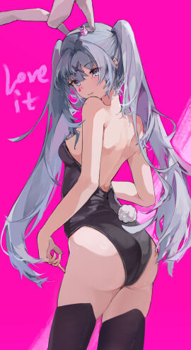 1girls absurd_res absurdres ass bare_arms bare_back bare_shoulders bare_skin bare_thighs black_leotard black_thighhighs blue-eyed_female blue-haired_female blue_eyes blue_hair breasts bunny_girl bunny_tail dot_nose elbows female female_only fingers hair_between_eyes hatsune_miku high_resolution highres legs light-skinned_female light_skin long_hair looking_at_viewer looking_back petite petite_body petite_breasts petite_female pink_background pixiv_id_75461708 playboy_bunny rabbit_hole_(vocaloid) shoulders sideboob sidelocks simple_background slender_body slender_waist slim_female slim_waist small_breasts smile smiling smiling_at_viewer solo standing thighhighs thighs thin_waist twintails upper_body vocaloid white_bunny_ears