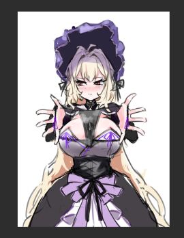 blonde_female blonde_hair blush cat_nip clothed clothed_female dulcinea_(limbus_company) female limbus_company looking_away panties project_moon red_eyes ribbons steam steaming underwear wet wet_clothes wet_clothing wet_panties