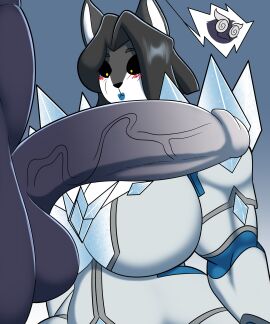 big_breasts big_penis black_cock breasts cleavage emma_frost_(cosplay) female furry huge_breasts huge_cock lunarartstudios_(artist) male marvel marvel_comics marvel_rivals penis thick_thighs wide_hips