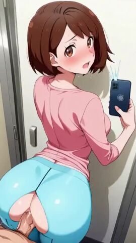 ai ai_generated anal_sex cutout door gloria_(pokemon) pantyhose phone pink_shirt tagme video worried