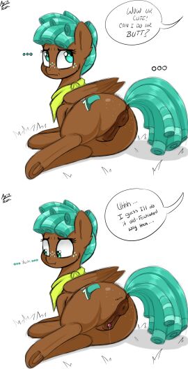 aer0_zer0 anus bandana big_anus clitoris curly_hair dark_body dark_skin donut_anus dripping_pussy erect_clitoris female freckles my_little_pony ponut pussy spur_(mlp) wet_pussy