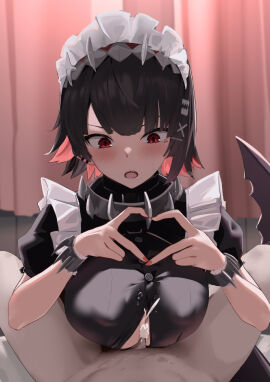 big_breasts breasts cum ellen_joe female hoyoverse maid male oza_osuwari paizuri paizuri_under_clothes penis penis_between_breasts shark_girl tagme thiren titjob zenless_zone_zero