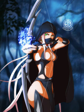 1girls 2021 2d aiming aiming_weapon archer archery armwear armwear_only arrow arrow_(weapon) artist_logo black_armwear black_cloak black_clothing black_finger_claws black_fingernail_polish black_fingernails blue_fire blue_flame blue_flames bow_(weapon) bow_and_arrow bow_and_arrow_hold breasts breasts_out bubble_ass bubble_butt cloak cloak_only clothed clothed_female clothes clothing color dark_forest demon demon_girl demon_humanoid demoness digital_art digital_drawing digital_drawing_(artwork) digital_media digital_media_(artwork) digital_painting_(artwork) earring earrings earrings_only face_covered fantasy female female_demon female_only fingernail_polish forest full_color green-eyed_female green_eyes hair_on_shoulder hair_on_shoulders holding holding_bow_(weapon) holding_bowl holding_object holding_weapon hood hooded_cloak long-haired_female long_hair long_white_hair looking_aside mask masked masked_female mouth_cover non-nude original original_character preparation preparing puyasawyer round_boobies round_boobs round_breasts round_tits sharp_fingernails silver-haired_female silver_hair skimpy skimpy_clothes skimpy_costume skimpy_outfit solo solo_female thick_ass thick_booty thick_butt thigh_gap thigh_highs thighhighs thighs tree trees voluptuous voluptuous_body voluptuous_female