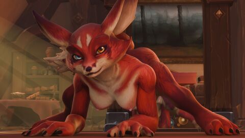 16:9 3d anthro artipaws_(artica) blizzard_entertainment blue_eyes breasts camera canid canine carpet digital_media_(artwork) female fennec_fox fox fur furniture genitals heterochromia hi_res looking_at_viewer mammal mirror multicolored_body multicolored_fur nipples nude orange_eyes pose pussy smile solo table tail toxik_enzis true_fox vulpera warcraft white_body white_fur widescreen world_of_warcraft