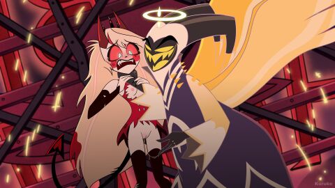 16:9 accurate_art_style adam_(hazbin_hotel) angel angel_humanoid artstyle_imitation blonde_female bodily_fluids breasts charlie_morningstar_(hazbin_hotel) clothed clothing demon demon_humanoid duo fake_screenshot female forced_orgasm genital_fluids genitals halo hazbin_hotel hi_res horn humanoid imminent_rape kuruko male male/female nipples orgasm pussy questionable_consent small_breasts spade_tail tail torn_clothing vaginal_fluids widescreen wings