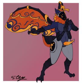 anthro arthropod arthropod_abdomen big_breasts big_penis bodily_fluids breasts digital_media_(artwork) futanari genital_fluids genitals hi_res hybrid insects intersex lepidopteran machine moth penis prehensile_penis protogen sjey_arts solo spread_wings tail tentacle_penis wings