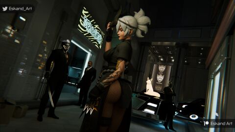 1girls 3boys 3d 4k activision alternate_costume asian asian_female ass big_ass black_lipstick blizzard_entertainment brown-eyed_female brown_eyes cute dark-skinned_male dark_skin eskandart female fishnet_legwear fishnet_pantyhose fishnets flashy_(overwatch) fox fox_girl hashimoto_clan hashimoto_kiriko inminent_sex japanese japanese_girl kiriko_(overwatch) kiriko_kamori kitsune kitsune_(overwatch) light-skinned_female light_skin male mirrorwatch night ninja omnic overwatch overwatch_2 pantyhose pussy silver-haired_female silver_hair smile solo solo_female street thighs