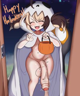 1futa big_penis blonde_hair foreskin futa_only futanari gigi_murin halloween halloween_costume halloween_pumpkin halloween_theme hololive hololive_english hololive_english_-justice- huge_cock huge_penis intersex multicolored_hair naked_costume night partially_retracted_foreskin penis retracted_foreskin smile tail text uncensored uncircumcised virtual_youtuber vtuber xt_ecchi
