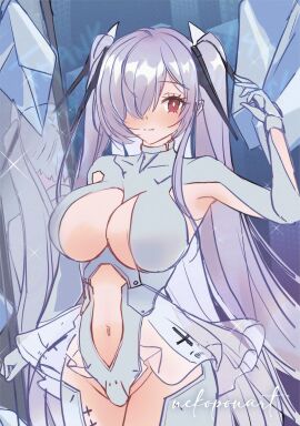 anachiro_(nikke) ass breasts cinderella_(nikke) curvy female goddess_of_victory:_nikke large_breasts red_eyes silver_hair solo tagme white_hair wide_hips
