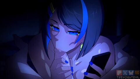 1boy 1girls 2d 2d_animation animated black_hair blowjob blue_eyes blue_hair breasts cellphone closed_eyes earrings edit edited emotionless eye_contact fellatio female female_focus ignoring large_breasts large_cock large_penis looking_at_viewer looking_away looking_down male male/female medium_hair multicolored_hair nude nude_female nude_male oc open_eyes oral oral_sex original original_character penis pov pov_eye_contact raine_(trevobutevil) raptoraudiosfx rinkegato sound squished_breasts tagme tip_sucking trevobutevil vein veins veiny veiny_penis video voice_acted wet wet_body wet_skin