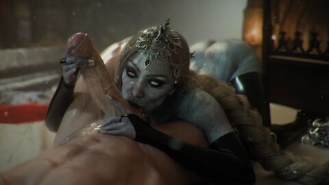 1boy 1girls 3d baldur's_gate_3 balls big_penis cum cum_rope cum_shot cumshot drow fantasy female foreskin hand_on_penis huge_cock human human_male leeterr light-skinned_male light_skin male male/female oral oral_sex orin_the_red penis semen sloppy sucking sucking_balls uncircumcised uncut veiny_penis white_eyes