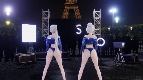 2girls animated blue_eyes mmd music_video rwby tagme video weiss_schnee white_hair winter_schnee