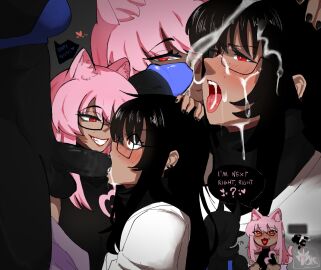 2femboys angry angry_expression angry_face big_penis black_hair blowjob cat_ears cum cum_on_face cum_on_glasses cumdump cumming cumming_in_mouth cumming_on_face cute cute_face dark_skin drakkon00 femboy forced_blowjob futanari intersex looking_at_penis male mandzatsu monster_cock original original_character original_characters penis pink_hair red_eyes saliva smile you_died