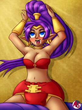 1girls abdl alyssasundale dark-skinned_female dark_skin diaper diaper_fetish drooling female genie genie_girl grinding infantilism mental_regression ponytail shantae shantae_(character)