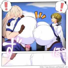 2girls animated big_breasts breasts breasts_bigger_than_head erect_nipples female hataraki_ari huge_breasts light-skinned_female light_skin massive_breasts nipple_penetration tagme video