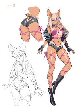 artist_request boots breasts collar dumptruck_ass fat_ass fat_breasts female flat_belly large_breasts leather_jacket rose_(zaiyuki) tagme tan_lines zaiyuki