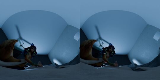 3d animated anthro areolae bahamut0 blender breasts cum cum_in_mouth deer deer_girl deer_humanoid deer_taur ejaculation female fur handjob hooves interspecies lillia_(league_of_legends) male nude pov purple_hair riot_games stereogram tagme taur video virtual_reality