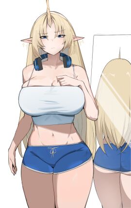 big_ass big_breasts big_butt blonde_hair bobtheneet droctojuice fleurdelys_(wuthering_waves) unicorn_horn wuthering_waves