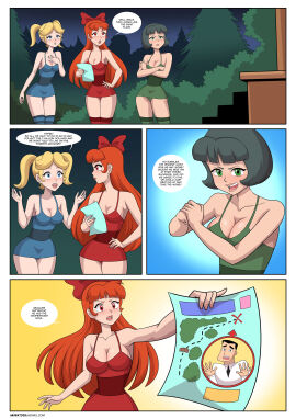 3girls adult arabatos black_hair blonde_hair blossom_(powerpuff_girls) blue_eyes bubbles_(powerpuff_girls) buttercup_(powerpuff_girls) commission commissioner_upload english_text female female_only green_eyes multiple_females multiple_girls oc powerpuff_girls red_eyes red_hair reflection soul strip_poker text white_skin