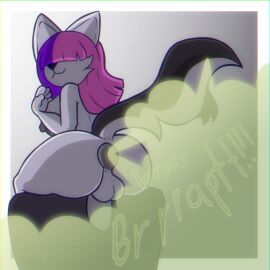 anthro anus ass big_ass big_breasts big_butt breasts fart fart_cloud fart_fetish farting_at_viewer female female/female futanari genitals green_fart grey_body hair hair_over_eyes huge_ass huge_butt humanoid intersex intersex/female intersex/intersex looking_at_viewer mammal mephitid penis pink_hair puffy_anus purple_hair sitting skunk skunk_tail smile solo squishy_(squishyskunk) squishyskunk