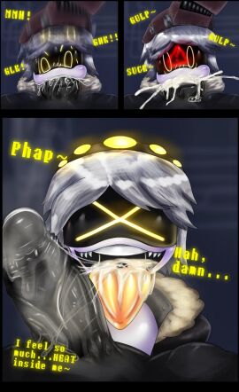 2boys ass big_penis blowjob bobbing_head bulge cock cock_in_face cock_in_mouth cum cum_in_ass cum_in_mouth cum_on_face cum_on_penis cum_on_tongue curvy deepthroat disassembly_drone domination face_fucking femboy feminine_male gay glitch_productions hips holding_head khadhunter7 male male_only murder_drones n_(murder_drones) penis robot robot_boy robot_femboy thick_ass thick_thighs thigh_highs thong tongue tongue_out white_body white_hair wide_hips yellow_thong yellow_tongue