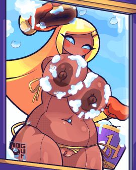 alien alien_girl animated behind_glass belly belly_against_glass belly_button belly_piercing bikini blonde blonde-haired_female blonde_female blonde_hair blue_eyes breasts breasts_against_glass bubble bubbles bucket clothing clothing_aside dark_skin female gif gift_art golden_bikini golden_hair gyaru kirby_(series) kirby_planet_robobot kirby_star_allies large_breasts live2d loop mouthless mouthless_female pov soap soap_bubbles soap_on_body soapy soapy_breasts susanna_patrya_haltmann susie_(kirby) tanned_female tanned_skin tmogumi window window_cleaner yellow_hair