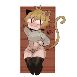 1girls 2d :3 animal_ears anthro anthro_female anthro_only ass big_breasts blonde_hair blush breasts cartoonwizzard cat_ears cat_girl cat_tail catgirl fat_ass feline female female_only melty_blood neco-arc pubic_hair red_eyes smile solo sweaty tail thick_hips thick_thighs tsukihime