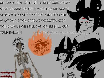 breasts burning chaos dangerous_forest doodles female fire flat_chest fpe fundamental_paper_education halloween kaaatie machine_girl_(kaaatie) miss_bloomie_(fundamental_paper_education) miss_circle_(fundamental_paper_education) miss_thavel_(fundamental_paper_education) mister_demi_(fundamental_paper_education) sake_(artist) skeleton small_breasts