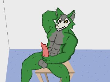 4:3 abs anthro balls canid canine canis flent_indigo_(character) genitals male mammal masturbation muscular muscular_anthro muscular_male original_character silly_boi_(artist) simple_background sitting skulldog solo wolf