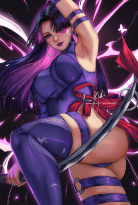 1girls armpits arms_up ass big_ass big_breasts breasts female female_only light-skinned_female light_skin marvel marvel_comics marvel_rivals psylocke psylocke_(sai)_(vengeance) solo_female thick_thighs weisart x-men