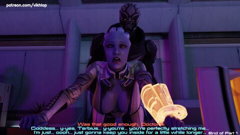 3d alien alien_genitalia alien_girl alien_humanoid asari comic comic_page english english_text female liara_t'soni mass_effect turian vikhlop