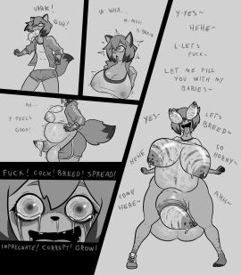 2024 absurd_res ahe_gao anthro balls balls_growth big_balls big_breasts bodily_fluids body_invasion bottomwear brand_new_animal breast_expansion breast_growth breast_growth_(enlargement) breasts canid canine clothing corruption dialogue drooling english_text expansion flatworm footwear futanari genital_expansion genital_growth genitals god_is_dead_and_we_killed_him green-banded_broodsac growth hi_res huge_balls huge_breasts hyper hyper_balls hyper_genitalia hyper_pregnancy intersex jacket leucochloridium_paradoxum looking_pleasured male mammal michiru_kagemori monochrome parasite penis penis_expansion penis_growth penis_growth_(enlargement) pregnant raccoon_dog reproductive_hijack saliva shirt shoes shorts solo studio_trigger tanuki text thick_thighs toby_art topwear torn_clothing transformation vore