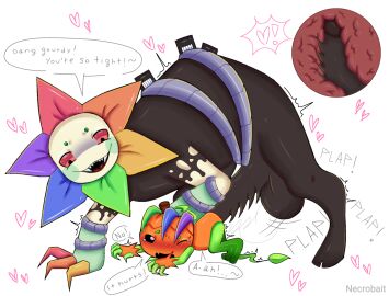 2boys adult_and_teenager adult_male age_difference anal_sex black_body black_eyes black_pupils dandy_(dandy's_world) flower_head forced_anal forced_sex gay gay_anal gay_male gourdy_(dandy's_world) grabbing_from_behind green_arms green_claws green_legs hard_cock hard_sex hearts_around_body hearts_in_eyes horse_legs hyper_balls hyper_penis intersex/male leaf_tail letters moaning moaning_in_pain moaning_in_pleasure multicolored_nails no_visible_penis older_penetrating_younger orange_body orange_hands pumpkin_head red_eyes shaking sharp_teeth text_bubble tight_anus twisted_dandy_(dandy's_world) watermark white_background white_pupils younger_male