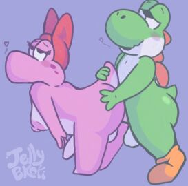 1boy 1futa 2024 anthro ass balls big_ass big_breasts big_butt birdetta birdo birdo_(character) blush bow_ribbon breasts clothing digital_drawing_(artwork) digital_media_(artwork) dinosaur duo erection female female_penetrated footwear futanari genitals green_body green_yoshi hi_res humanoid_genitalia humanoid_penis intersex jellybeankofi male male/female male_penetrating male_penetrating_female mario_(series) nintendo nipples nude open_mouth penetration penis pink_body prehistoric_species reptile scalie sex shoes simple_background tail yoshi yoshi_(character)