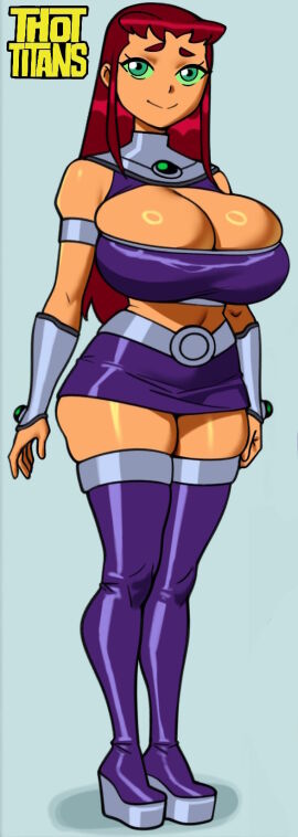 big_breasts breasts cleavage coldarsenal dc dc_comics female huge_breasts solo starfire teen_titans thot_titans