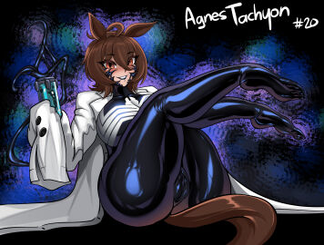 2025 absurd_res agnes_tachyon_(pretty_derby) animal_humanoid big_breasts black_latex black_lipstick bound breasts brown_hair brown_tail cygames encasement english_text equid equid_humanoid equine equine_humanoid female genitals hair hi_res horse_humanoid humanoid latex legs_up lipstick liquid_latex looking_at_viewer makeup mammal mammal_humanoid marvel rikatsuky solo symbiote tail text thick_thighs uma_musume_pretty_derby venom_(marvel) vulva white_latex