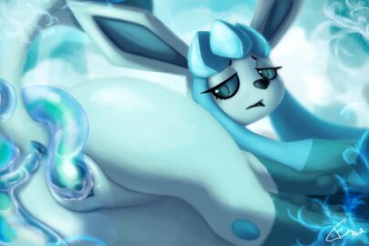 anus ass blue_body blue_pussy bodily_fluids canid canine digital_drawing_(artwork) digital_media_(artwork) eeveelution fawe female feral fur generation_4_pokemon genitals glaceon hi_res humanoid_genitalia humanoid_genitalia_on_feral humanoid_pussy humanoid_pussy_on_feral ice mammal nintendo nude penetration pokemon pokemon_(species) pussy sex shaded signature simple_background solo tail tentacle tentacle_penetration tentacle_sex vaginal_penetration